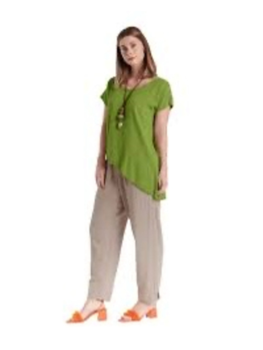 Oh My Gauze! Daytona Cotton Gauze Green Short Sleeve Asymmetrical Top Size S/M 1